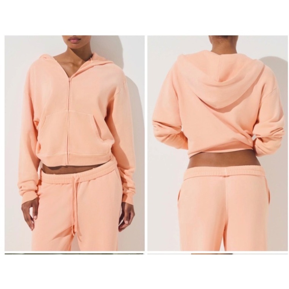 NWT SKIMS French Terry Zip Up Hoodie Cantaloupe Size L‎